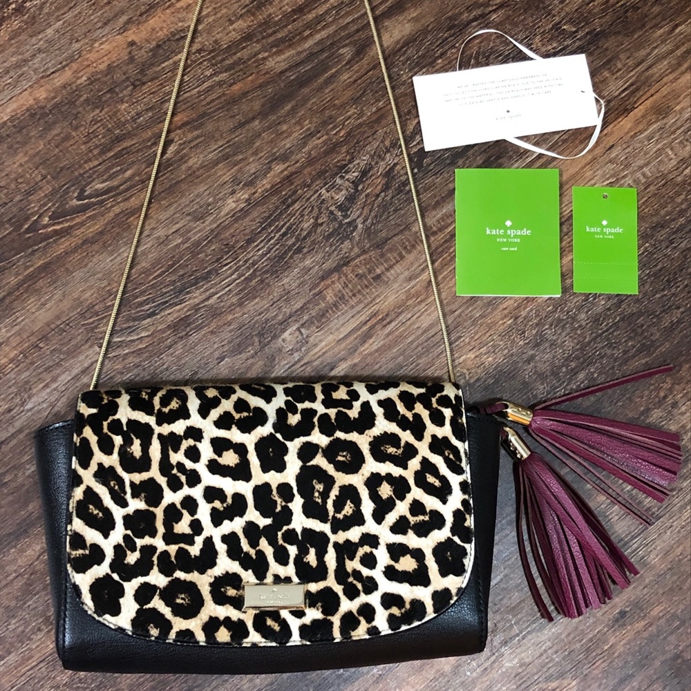 Kate spade luxe hair calf cheetah print & tassels